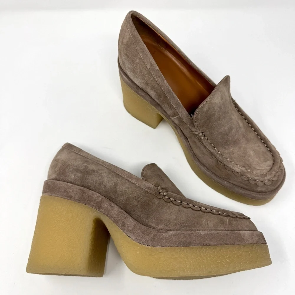 Marc Fisher Women's Suede Platform Loafers in Medium Natural